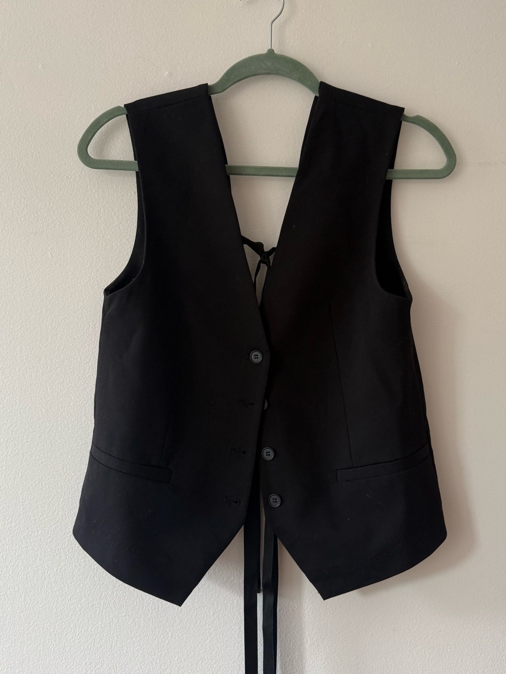 Zara black vest with tie back detail
